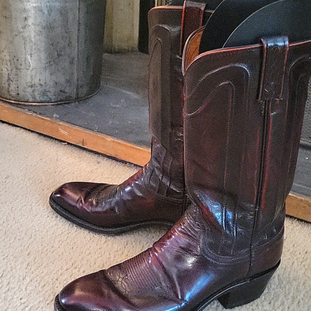 Men's 9D DAN POST Leather Cowboy Western Boots Cherry Burgundy 6576
